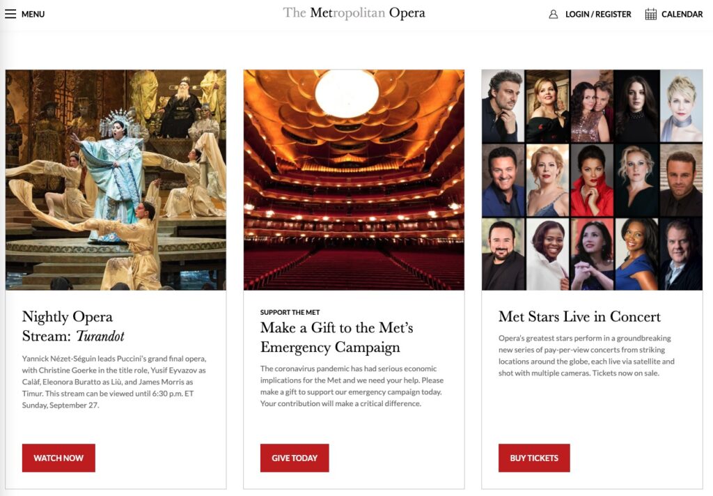 Metropolitní opera v New Yorku, online přenosy.